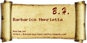 Barbarics Henrietta névjegykártya