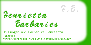 henrietta barbarics business card